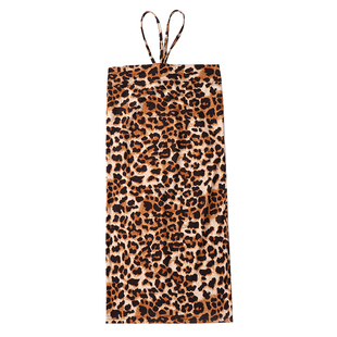 挂脖连衣裙女2025新款时尚抹胸吊带女豹纹百搭修身一步打底裙