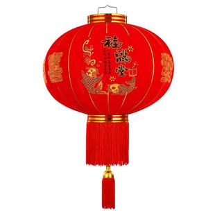 2024新款大红植绒灯笼挂饰春节户外大门口阳台一对装饰灯过年宫灯