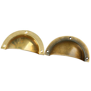 中式仿古铜拉手黄铜把手老式复古古典橱柜斗柜中药柜抽屉贝壳拉手