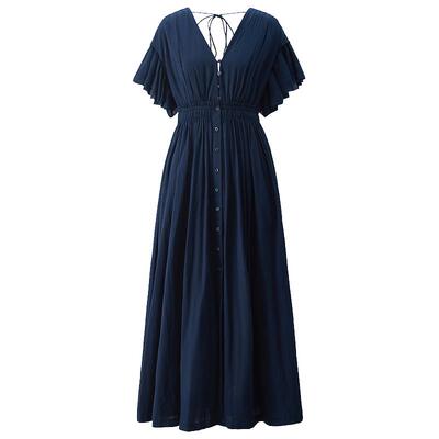 OCHIRLY欧时力荷叶袖A字连衣裙