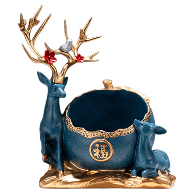 进门口入户玄关摆件福鹿新中式