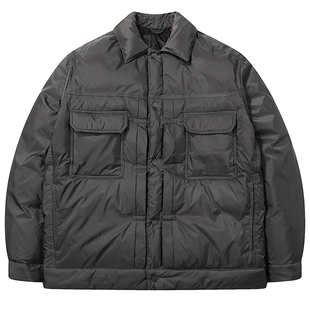 0109冬款BON韩版男青年藏青色翻领多口袋鹅绒短款休闲羽绒服外套