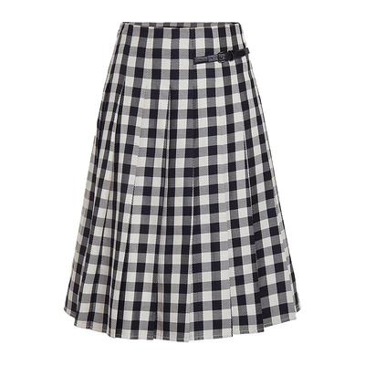 FIVE PLUS半身裙女百褶裙中长裙维希格纹高腰复古女夏装