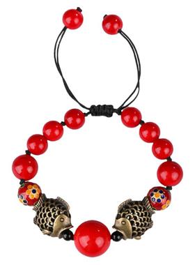 珠花蝶度女合金古风红色手链手串