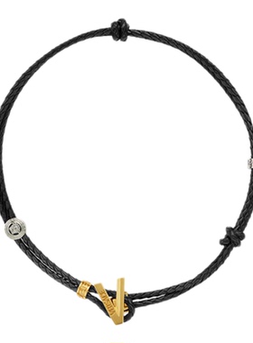 【季末优惠】VERSACE/范思哲 男士V225皮革项链
