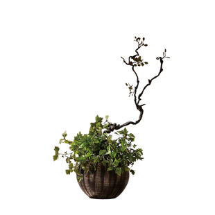 妖及 新中式禅意绿色系仿真干枝花艺 酒店样板间玄关茶空间软装