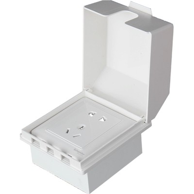 施耐德明装白色五孔户外防溅盒