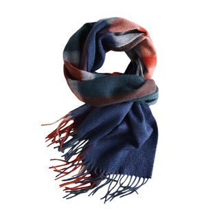 盈妹华贵红蓝丨英伦高级感100%纯山羊绒格子围巾男冬季加厚围脖女