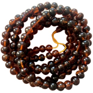 假了赔命 纯天然抚顺琥珀 金珀 药珀 项链108佛珠 7毫米 入门款