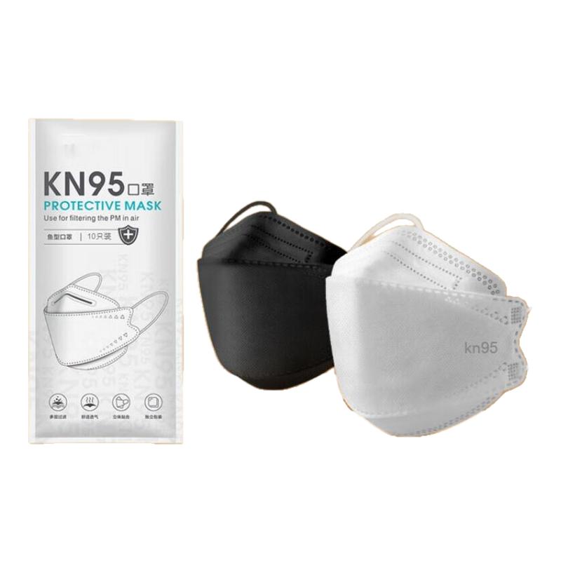 kn95韩版柳叶形口罩夏季薄款3d立体黑白色鱼嘴型独立包装网红女神