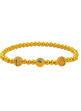 老庙足金鎏彩精致立体金珠手串5D