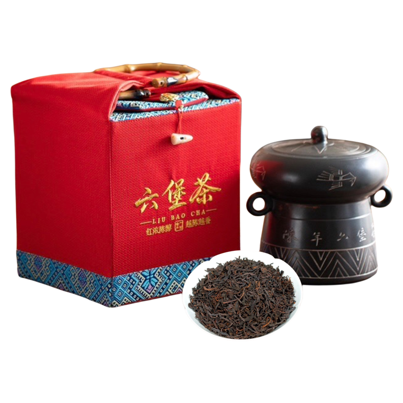 梧州六堡茶广西特产高端礼盒罐装老黑茶金花槟榔香特一级热销正宗