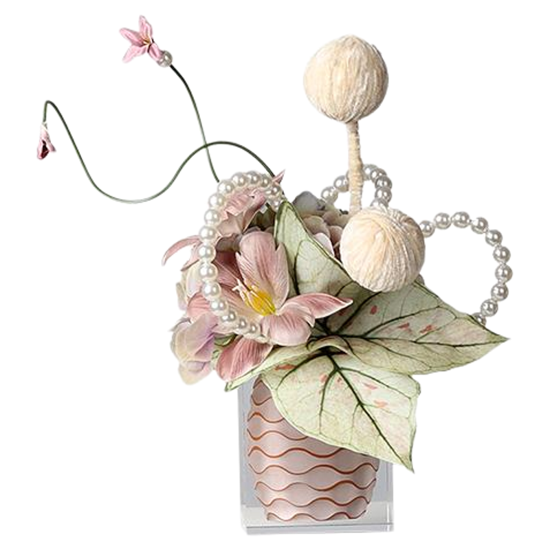 现代轻奢透明亚克力花瓶插花时尚客厅茶几花器粉色花艺高级感摆件