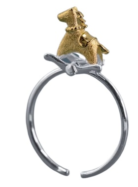 摇摇木马可晃动纯银戒指生日礼物