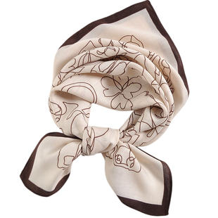 棉麻小方巾丝巾女2024新款百搭春秋韩版护颈百搭时尚秋季小围巾