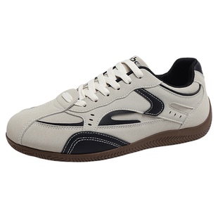 人本黑色德训鞋男2025春秋季新款通勤复古厚底增高运动青少年板鞋