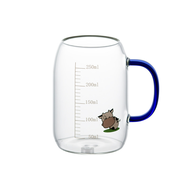 儿童刻度玻璃杯微波炉加热牛奶杯