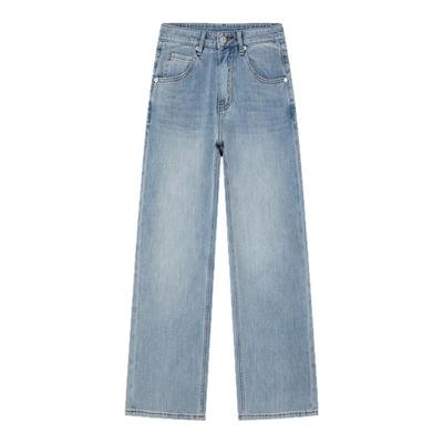 窄版阔腿牛仔裤女休闲直筒长裤