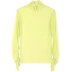 微透薄纱打底衫高领防晒上衣糖果色镂空大码外搭漂亮网纱内搭小衫