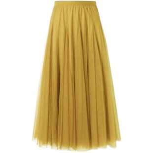 540度三层红色网纱大摆裙网纱裙秋冬纱裙a字裙遮肚子超仙黑色网纱