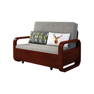 实木沙发床中式书房客厅折叠两用多功能小户型木质留宿一米单人床