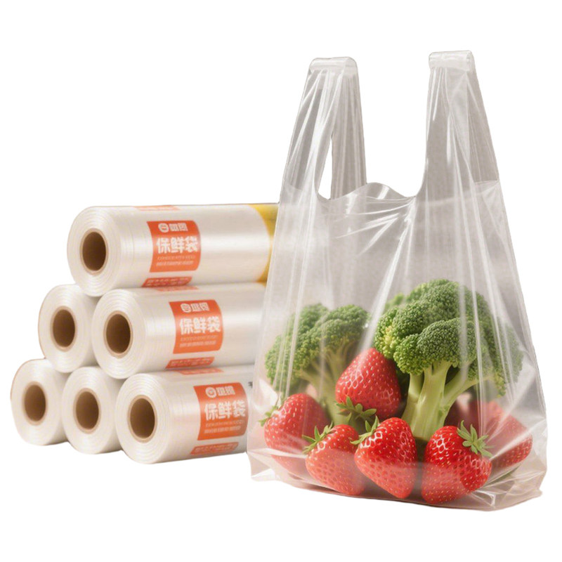 食品级保鲜袋家用背心式加厚大中小号冰箱连卷包装袋冷藏冷冻分装