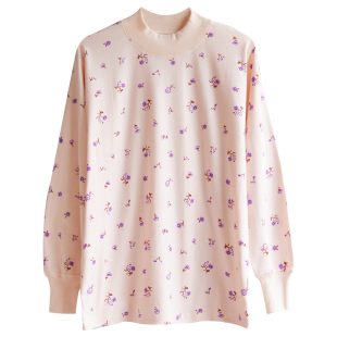 中老年妈妈秋衣女纯棉贴身棉毛衫老人中高领保暖全棉内衣单件上衣