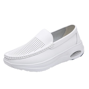 医院专用护士鞋男士软底透气不累脚大码增高白色皮鞋医生男鞋气垫