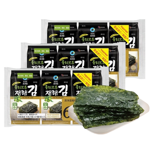 清净园橄榄油海苔韩国进口干紫菜儿童包饭海苔片韩式即食海味零食