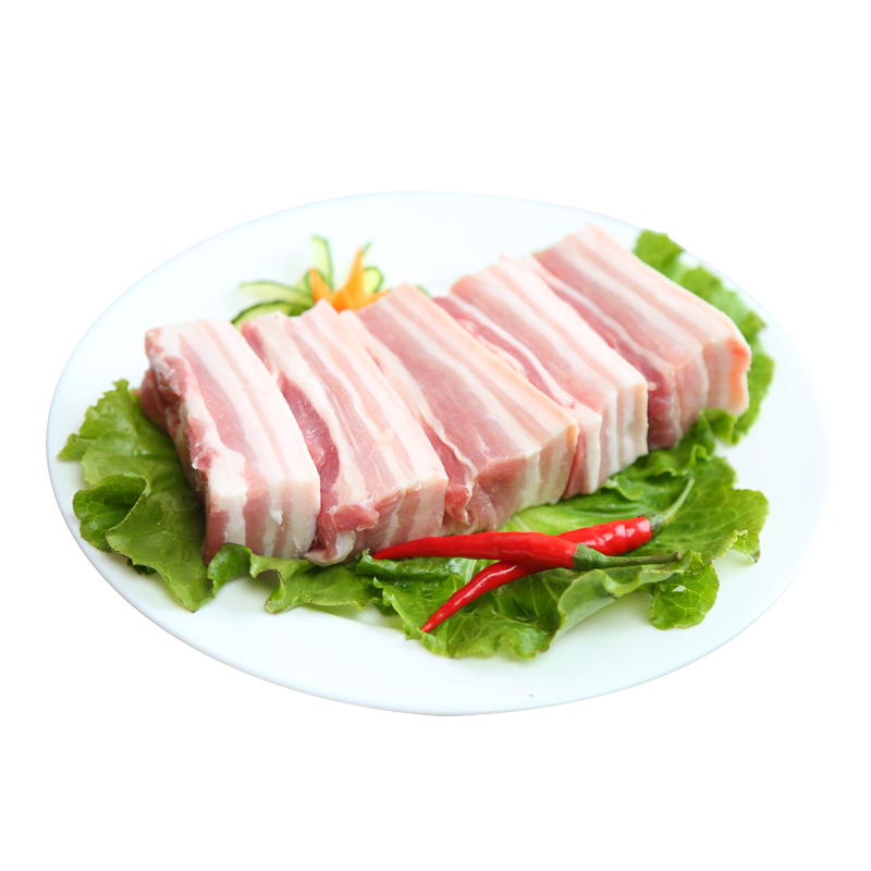 爱森冷鲜猪肉新鲜生猪肉方肉原切五花肉500克/盒烧烤红烧肉原料