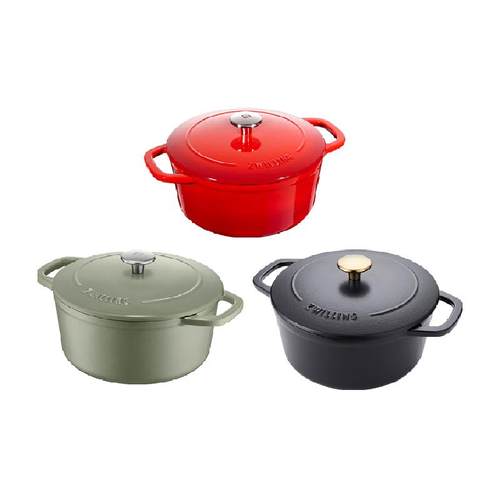 德国双立人珐琅铸铁锅家用厨房蒸锅24cm炖锅煲汤锅焖烧锅铁锅