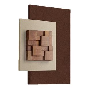 真胡桃木客厅装饰画立体砂岩入户玄关挂画2026新款中古风床头壁画