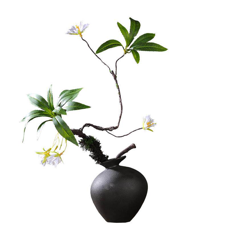 新中式陶瓷花瓶摆件仿真花马醉木枯藤条假花茶室电视柜花艺装饰品