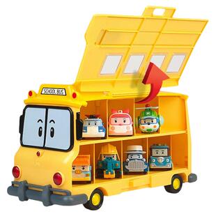 变形警车珀利SchoolB斯库比校车储物仓小车收纳仓组合装玩具