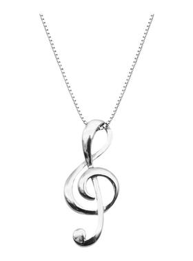 音符项链女s925纯银锁骨链小众创意个性音乐符号吊坠高音谱号新款