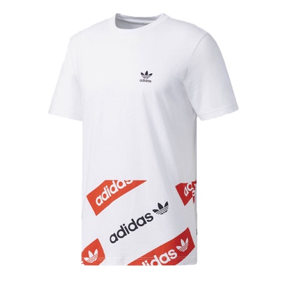 Adidas/阿迪达斯正品三叶草男子印花运动针织短袖T恤 BQ0924