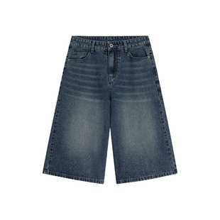 复古阔腿牛仔七分裤女夏季新款梨形身材大码胖mm宽松显瘦直筒裤子