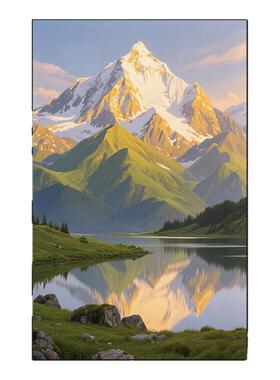 手绘油画客厅背景墙聚宝盆装饰画