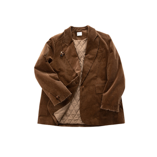 晶咕白标DADATATA 2025冬季新款女装【松屋日记】灯芯绒胸针外套