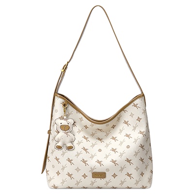 NU纽芝兰水桶包2025新款飞马老花腋下包上班通勤HOBO包单肩斜挎包