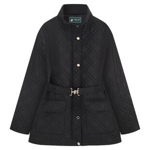 【女款轻暖菱格】比华利保罗26秋冬柔影摩登风立领中长款棉服外套