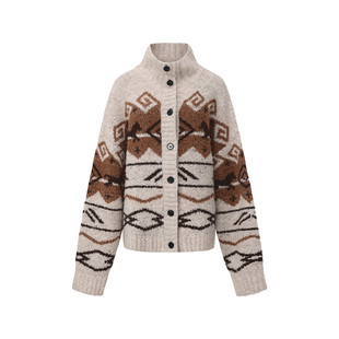 ARTE PURA25秋冬胶囊新款费尔岛翻领提花慵懒针织开衫女小马外套