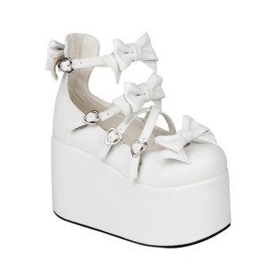 新款松糕洋装鞋蝴蝶结圆头lolita鞋高跟厚底蝴蝶结公主娃娃鞋9870