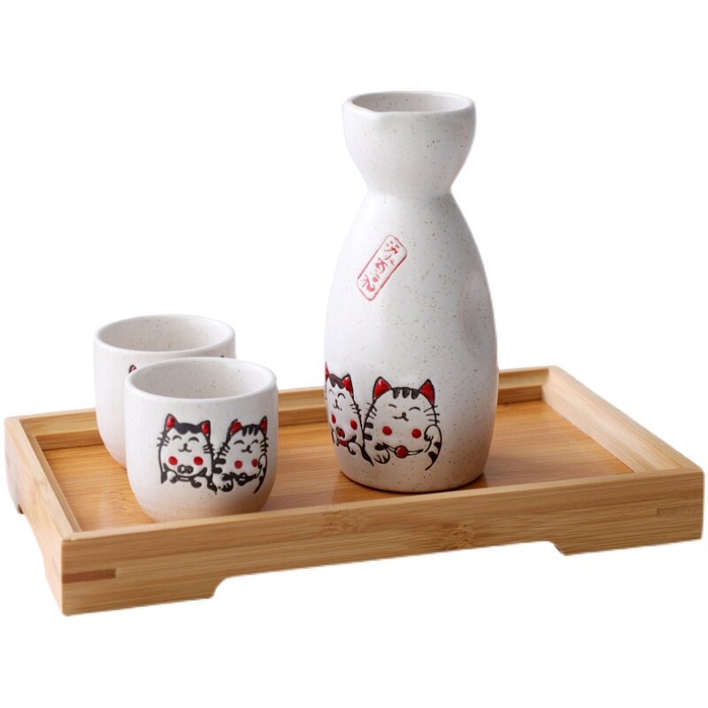 猫咪日式复古陶瓷小酒盅酒杯清酒