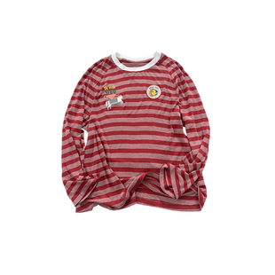 晶咕白标DADATATA2026春季新款【阿卡纳】条纹刺绣长袖T恤