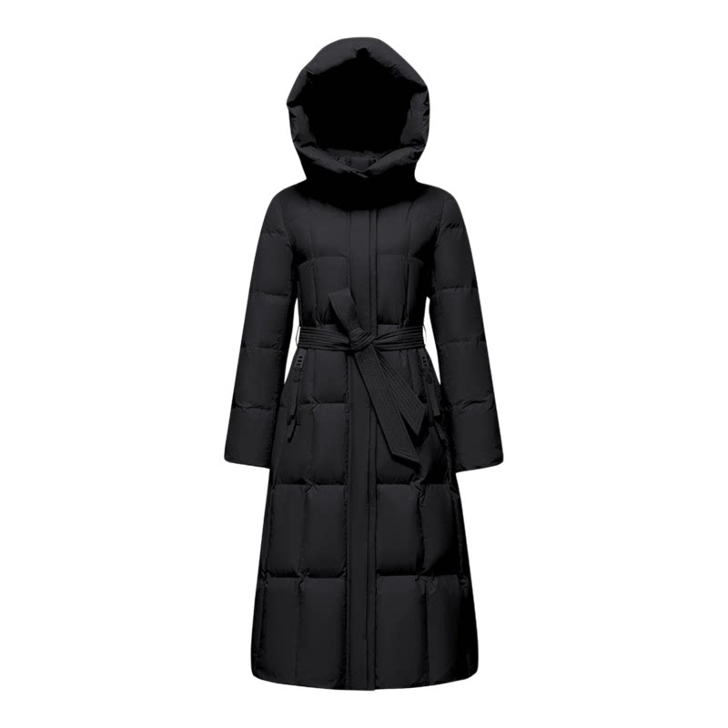 雪中飞收腰系带女士长款羽绒服