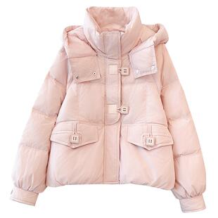 今年流行爆款红色短款连帽羽绒服女士2025冬季新款本命年加厚外套