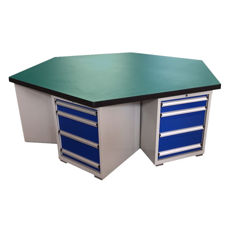 朗固学生实训室八边六边工作台六角钳工台操作台多工位工具桌台面