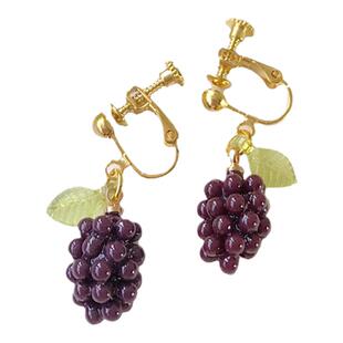 迷你小葡萄耳环夏日清新通透感水果耳饰少女绿色紫色无耳洞耳夹女