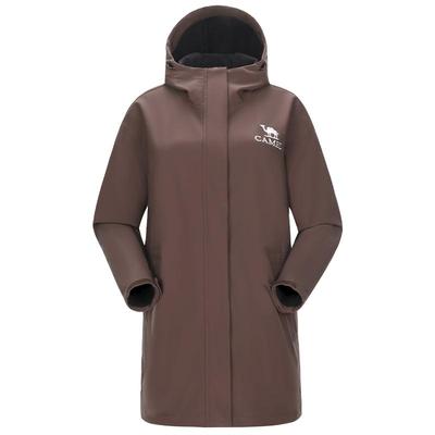 【火山岩】骆驼户外软壳衣女连帽中长款风衣速热防泼水防风外套